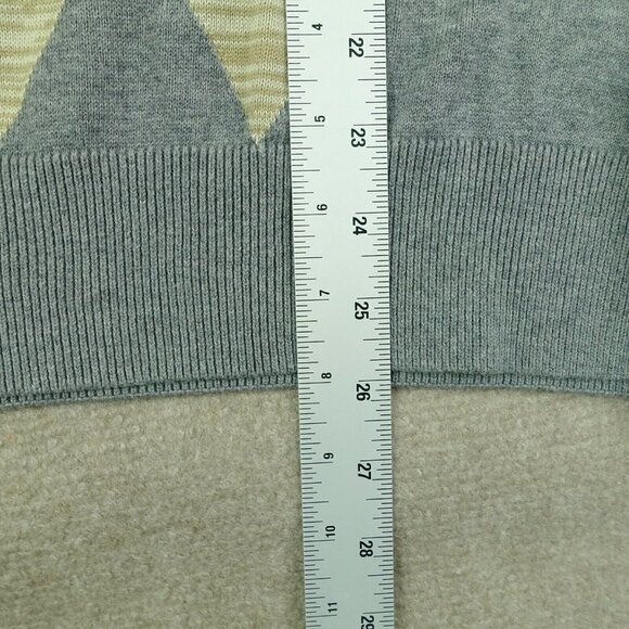 Spring And Mercer Men Medium Cotton Grey Beige Argyle Long Sleeve Sweater - Picture 5 of 5